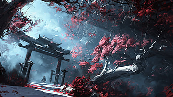 Serene Anime Landscape: Stunning Ultra, digital, Anime, tree, landscape, anime landscape HD wallpaper