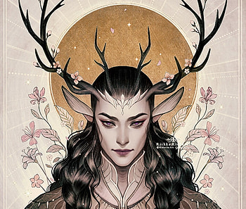 Spring Herald, riikka sofia, riekkinen, herald, art, fantasy, horns, face, spring HD wallpaper