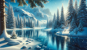 Winter Wonderland Scenic, winter landscape, winter, snowfall, mountain, lake HD wallpaper