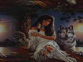 dream fantasy 025. jpg, nature, wolf, fantasy, indianlady HD wallpaper