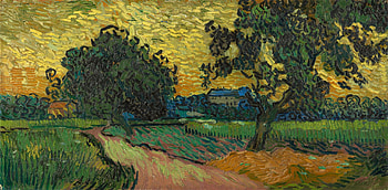 Landscape at twilight, Vincent van Gogh HD wallpaper