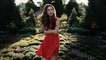 Red Dress Arms Crossed , red-dress, girls, model HD wallpaper