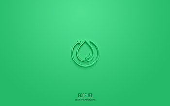 Eco fuel 3d icon, green background, 3d symbols, Eco fuel, ecology icons, 3d icons, Eco fuel sign, ecology 3d icons HD wallpaper