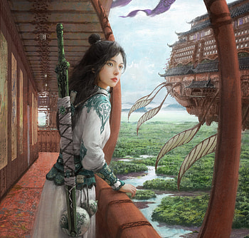 The flying ship, liu xuan, superb, ship, frumusete, fantasy, gorgeous, girl HD wallpaper