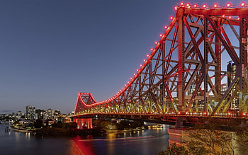 Brisbane, Story Bridge, evening, sunset, Brisbane River, Brisbane cityscape, Queensland, Australia HD wallpaper