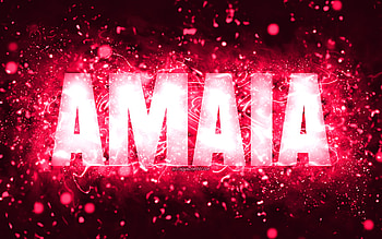 Happy Birtay Amaia, , pink neon lights, Amaia name, creative, Amaia Happy Birtay, Amaia Birtay, popular american female names, with Amaia name, Amaia HD wallpaper
