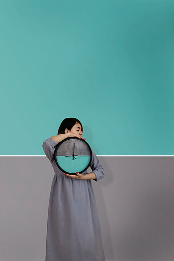 Clock, Minimalism, Wall, Girl, Symmetry HD phone wallpaper