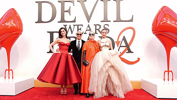 The Devil Wears Prada 2 — Iconic Cast Quad, Meryl Streep, Anne Hathaway, Stanley Tucci, Emily Blunt HD wallpaper