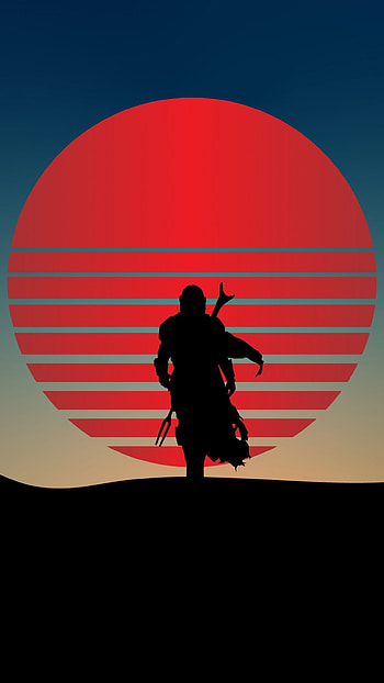 The Mandalorian, Minimalistic walk, Star Wars universe, Contrast in motion HD phone wallpaper