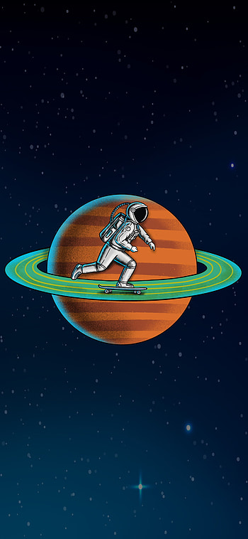 Astronaut and Planet, art, cartoon, space HD phone wallpaper