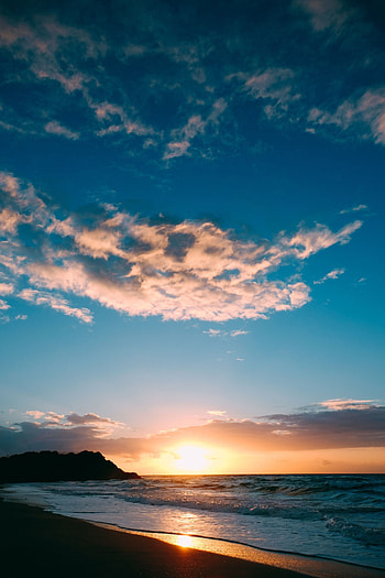 Nature, Sunset, Sea, Clouds, Foam, Surf, Wave HD phone wallpaper