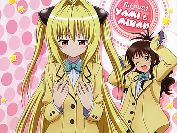 Yami and Mikan, konjiki no yami, blonde, yellow hair, yuuki mikan, brown hair, golden darkness, to love ru, long hair HD wallpaper