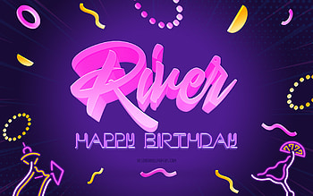 Happy Birtay River, , Purple Party Background, River, creative art, Happy River birtay, River name, River Birtay, Birtay Party Background HD wallpaper