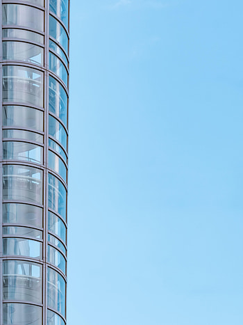 Sky, Building, Minimalism, Glass, Facade HD phone wallpaper