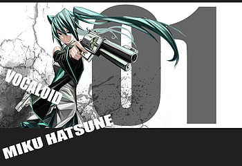 Hatsune Miku, awesome, uniform, artistic, nice, digital, cg, magnum 44, hatsune, aqua eyes, ammo, outfit, white, bullet, art, twintail, revolver, thigh highs, girl, singer, aqua, anime girl, anime, pretty, twin tail, virtual, blue, 01, black, song, cute, vocaloid, beauty, miku, music, vocaloids, thighhighs, gun, program, skirt, pistol, beautiful, side arm, diva, tie, aqua hair, crack, cool, weapon, magnum, idol HD wallpaper