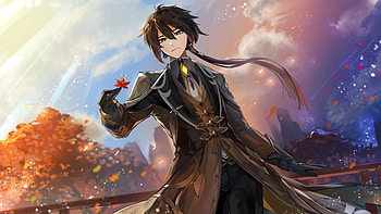 Zhongli With Black Dress Sky Nature Background Genshin Impact HD wallpaper