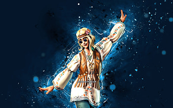 Dreamflower, , blue neon lights, Fortnite Battle Royale, Fortnite characters, Dreamflower Skin, Fortnite, Dreamflower Fortnite HD wallpaper