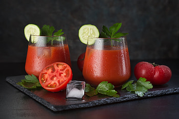 Tomatoes juice, Ice cube, Tomatoes, Glasses, Cucumber HD wallpaper