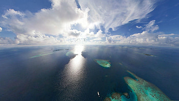 Nature, Water, Sun, Clouds, Shine, Light, Movement, Traffic, Land, Height HD wallpaper