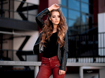 Girl Leather Jackets Outdoor, girls, graphy, model HD wallpaper