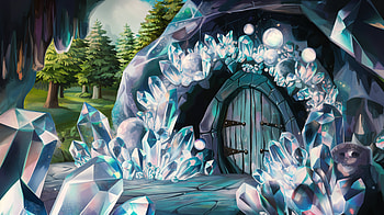 Enchanting Crystal Cave - Ultra, crystal cave, cave, crystal, forest, door HD wallpaper