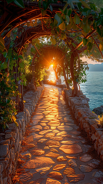 Sunlit Summer Path, summer, landscape, path, sunset HD phone wallpaper