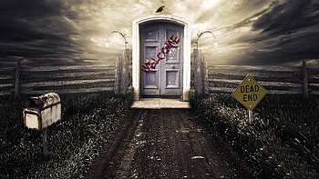 Door, Dark, Death, Raven, Sign HD wallpaper