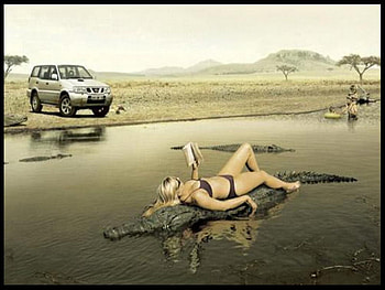 cool, river, girl, crocodile, relaxed HD wallpaper