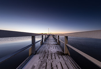 Nature, Sunset, Snow, Pier, Bridge, Helsinki, Finland HD wallpaper