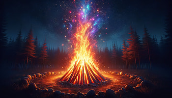 Cosmic Bonfire Night - Fantasy, bonfire, campfire, night, forest, fire HD wallpaper