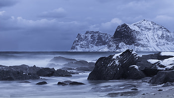 Coast, rocks, mountains, nature HD wallpaper