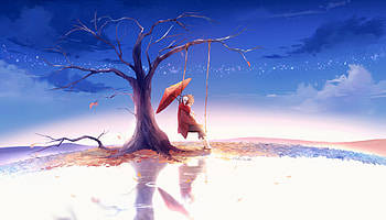 Anime Boy Swing Umbrella , anime-boy, anime, umbrella, swing, deviantart HD wallpaper