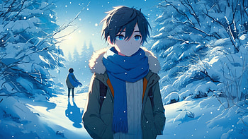 Anime, Anime, winter, snow, alone, winter anime HD wallpaper