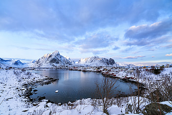 Winter, Nature, Mountains, Lake, Norway, Lofoten HD wallpaper