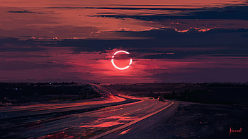 Cloud Eclipse Evening Moon, artist, artwork, moon, digital-art, artstation HD wallpaper