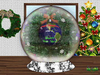 Christmas Snowglobe 001d, snowglobe, tree, xmas, snowflake, globe, snow, ball, christmas, decorations, glass, ice, bow, wreath HD wallpaper