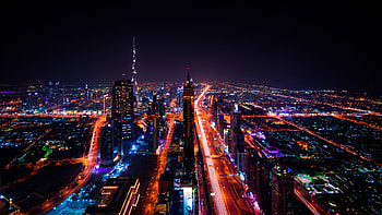 Dubai Skyline, R, Cityscape, Night View HD wallpaper