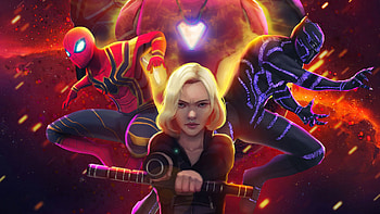 Spiderman Black Widow Black Panther In Avengers Infinity War, spiderman, black-widow, black-panther, avengers-infinity-war, artwork, artist, digital-art, superheroes, artstation HD wallpaper