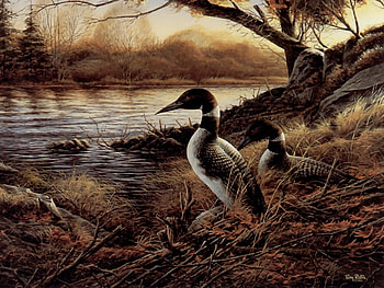 Hidden point, painting by Terry Redlin, painting, bird, art, terry redlin, water HD wallpaper