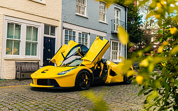 Ferrari LaFerrari, yellow supercar, exterior, yellow LaFerrari, italian supercars, Ferrari HD wallpaper