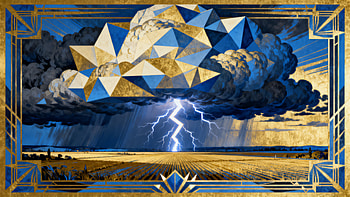— Golden Geometric Tempest, Lightning, Storm, Cloud HD wallpaper