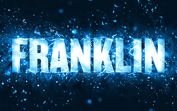 Happy Birtay Franklin, , blue neon lights, Franklin name, creative, Franklin Happy Birtay, Franklin Birtay, popular american male names, with Franklin name, Franklin HD wallpaper