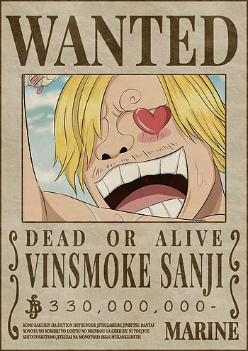 VINSMOKE SANJI bounty wanted poster one piece in 2021. One piece drawing, One piece bounties, One piece comic, Ussop Bounty HD phone wallpaper