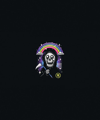 Happy, Grim Reaper, minimal, art HD phone wallpaper