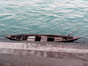 boat, blue water, river, alone HD wallpaper