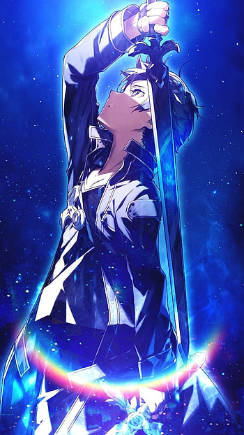 Kirito, electric blue, art HD phone wallpaper