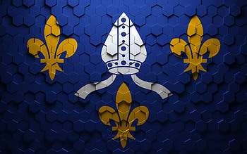 Flag of Saintonge, honeycomb art, Saintonge hexagons flag, Saintonge 3d hexagons art, Saintonge flag HD wallpaper