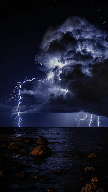 Thunder, Sky , Natural phenomenon, Thunder sky HD phone wallpaper