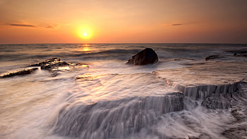 The Coast of Cyprus, sky, sun, sea, mediterranean, colors, rocks HD wallpaper