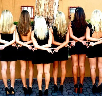 Blondes And Brunettes, model, models, friends, legs HD wallpaper
